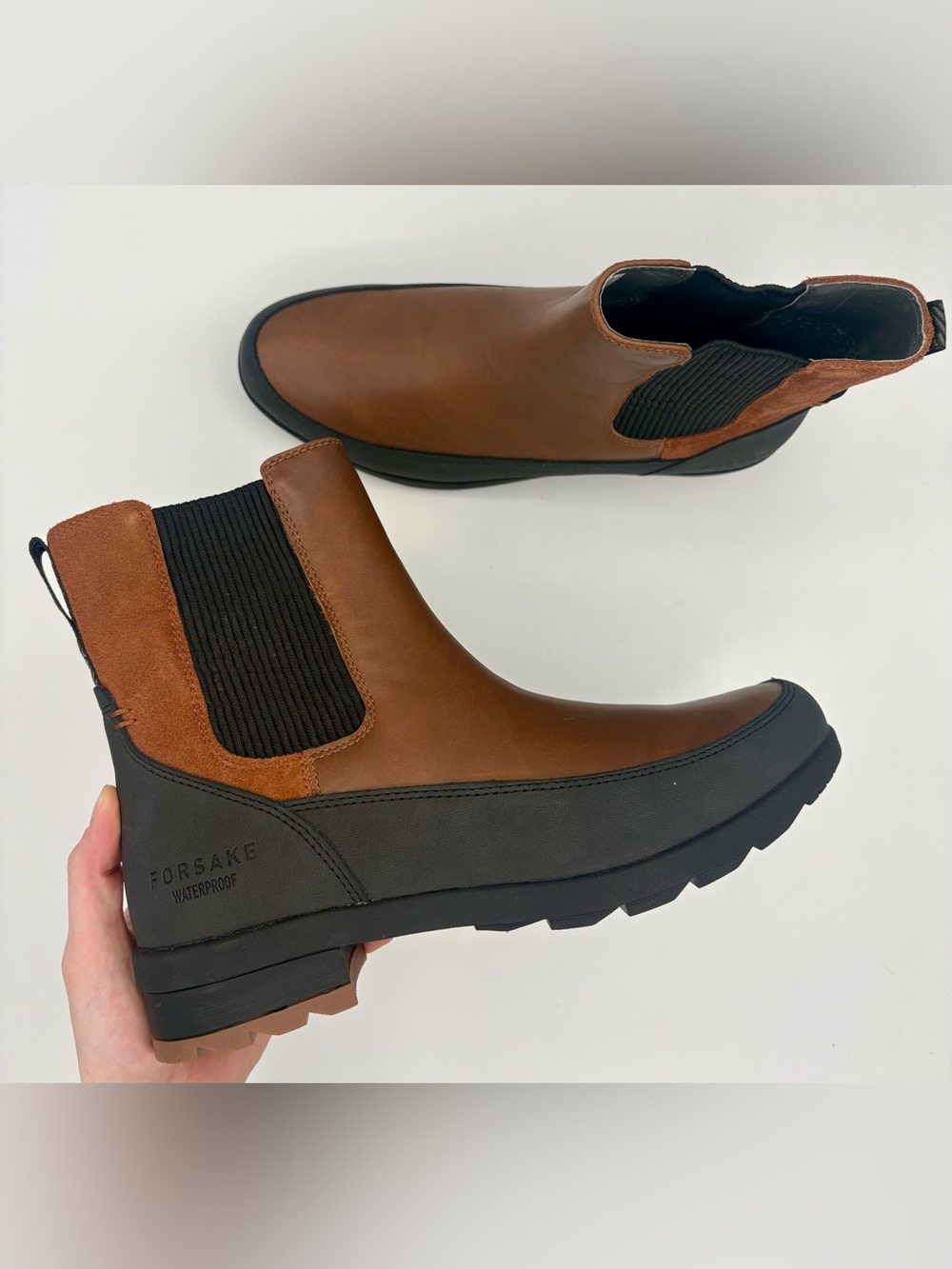 FORSAKE Women’s Sofia Chelsea Waterproof Boots in Toffee Brown Black Fall Casual